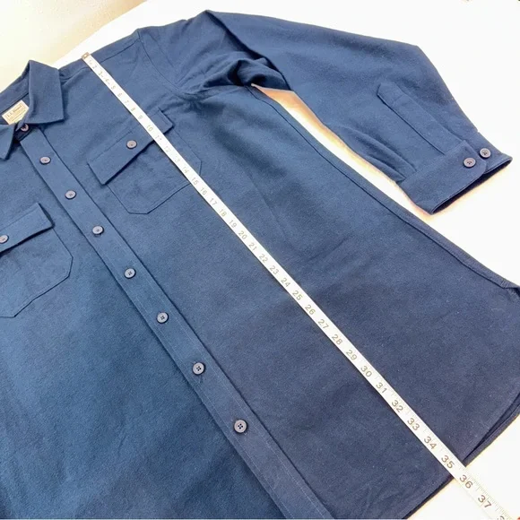 LL Bean Chamois Cloth Shirt XL Tall Traditional Fit Patch Pocket Flannel Navy - Picture 8 of 10